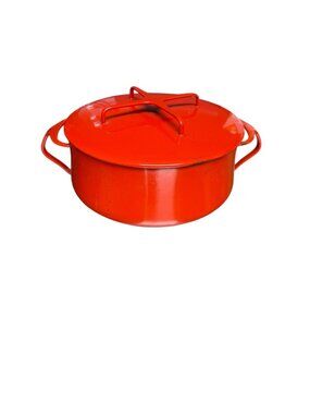 Dansk Red Enamel Cast Iron Dutch Oven With Lid Vintage Denmark IHQ Design
